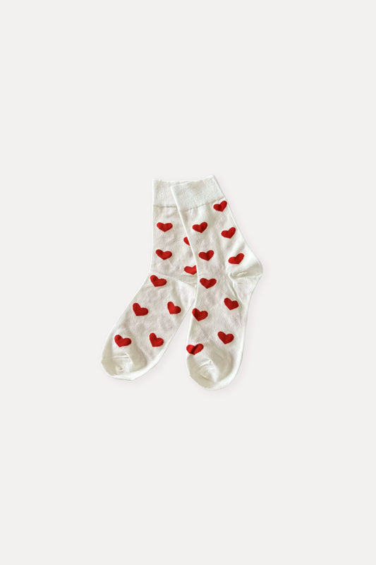 ALL-OVER HEART PRINT CREW SOCK