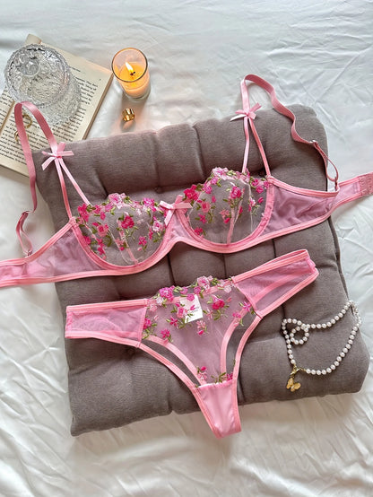 EMBROIDERED BRA 2-PIECE SET