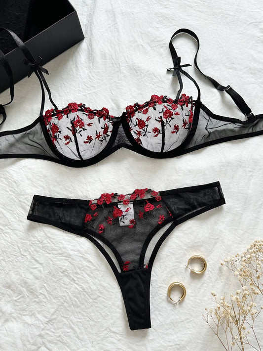 EMBROIDERED BRA 2-PIECE SET