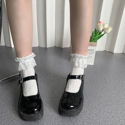 WHITE BOW LACE SOCKS 5-PACK