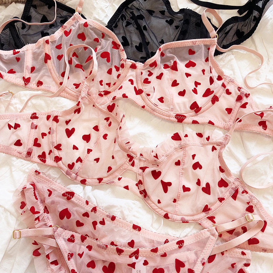 HEART DEMI BRA SET 2-PIECE