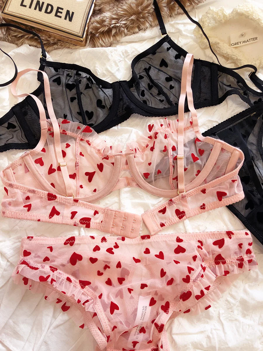 HEART DEMI BRA SET 2-PIECE