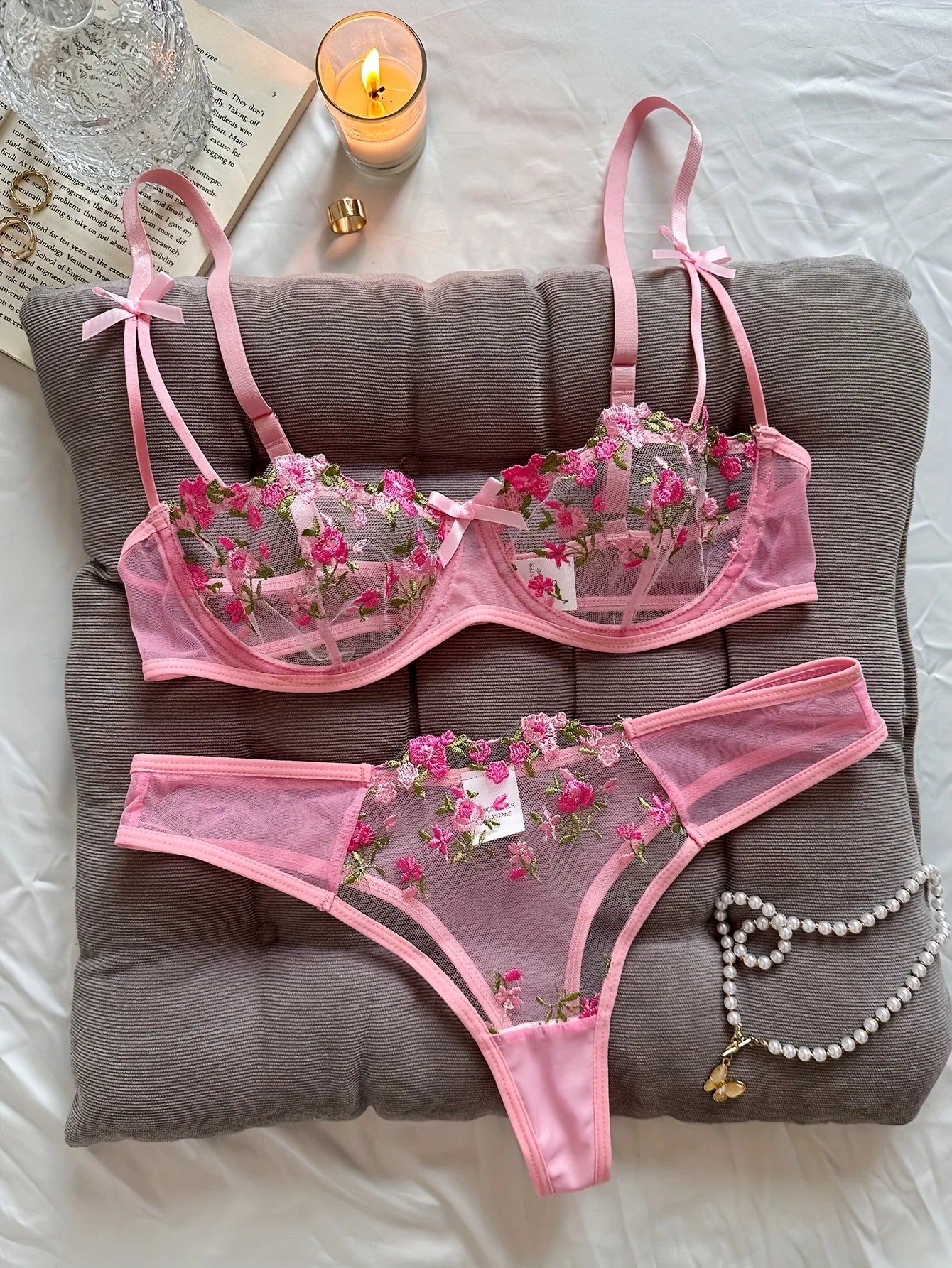 EMBROIDERED BRA 2-PIECE SET