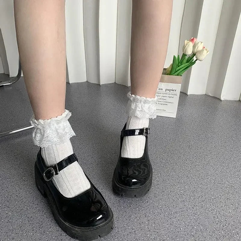 WHITE BOW LACE SOCKS 5-PACK