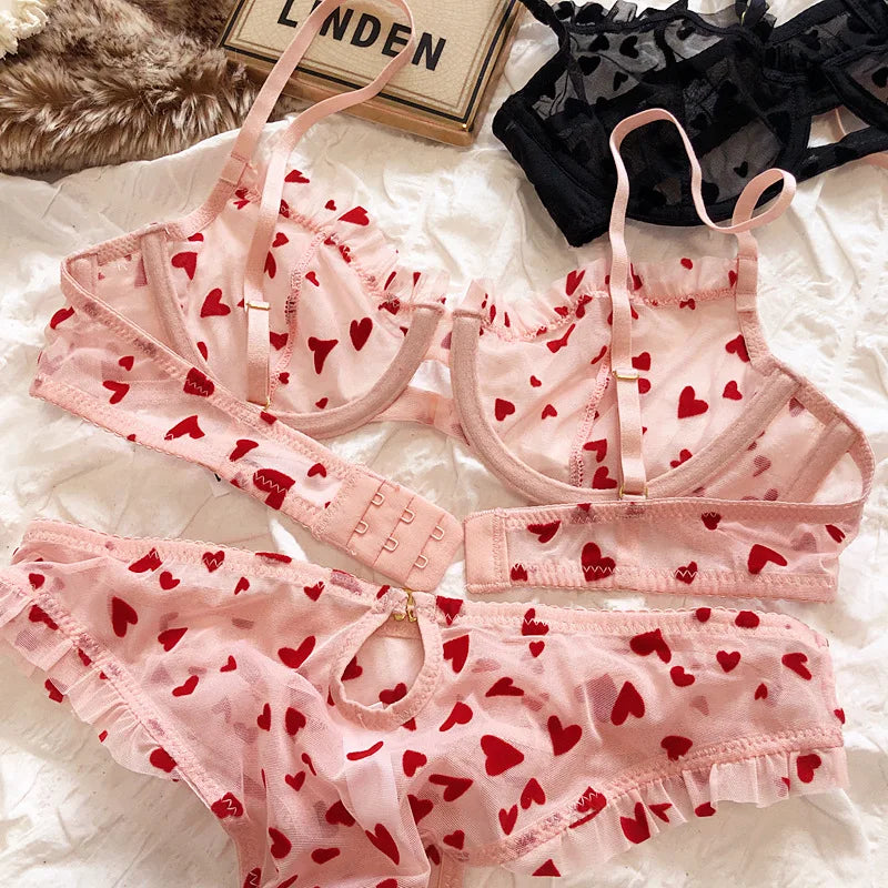 HEART DEMI BRA SET 2-PIECE